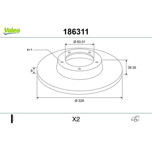 Brzdový kotúč VALEO 186311