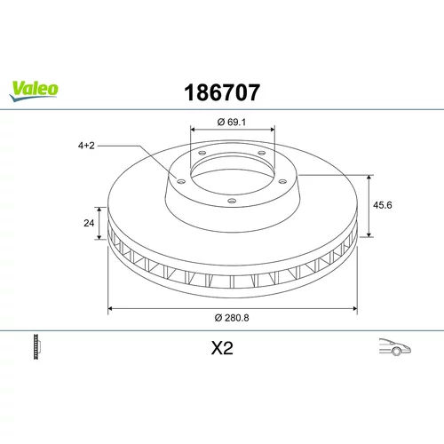 Brzdový kotúč 186707 /VALEO/