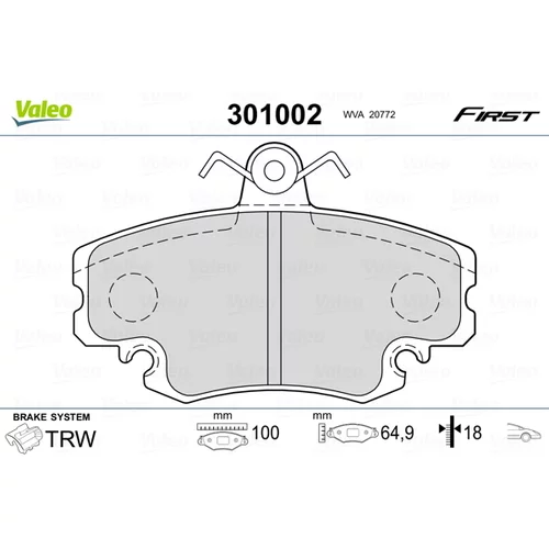 Sada brzdových platničiek kotúčovej brzdy 301002 /VALEO/