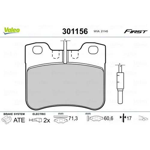 Sada brzdových platničiek kotúčovej brzdy VALEO 301156