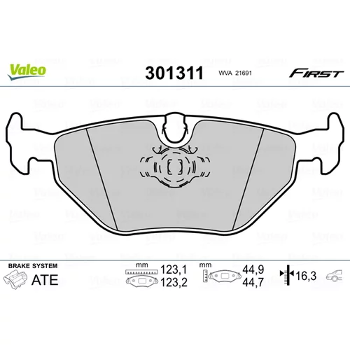 Sada brzdových platničiek kotúčovej brzdy VALEO 301311