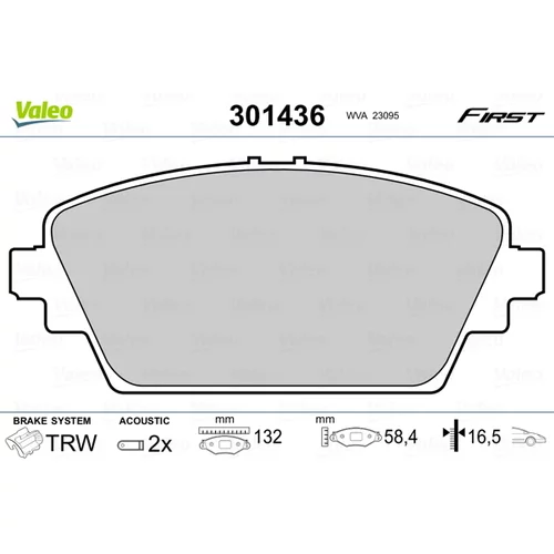 Sada brzdových platničiek kotúčovej brzdy 301436 /VALEO/