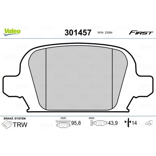 Sada brzdových platničiek kotúčovej brzdy VALEO 301457