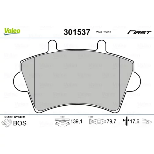 Sada brzdových platničiek kotúčovej brzdy VALEO 301537