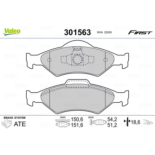 Sada brzdových platničiek kotúčovej brzdy VALEO 301563