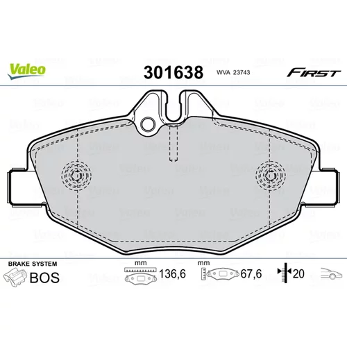 Sada brzdových platničiek kotúčovej brzdy VALEO 301638