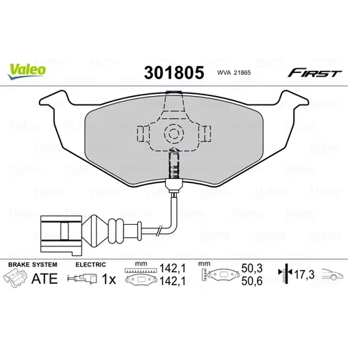 Sada brzdových platničiek kotúčovej brzdy VALEO 301805