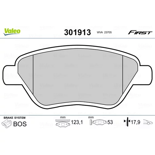 Sada brzdových platničiek kotúčovej brzdy 301913 /VALEO/