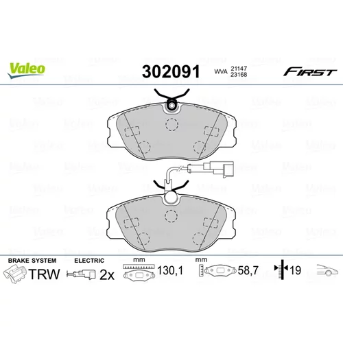 Sada brzdových platničiek kotúčovej brzdy VALEO 302091