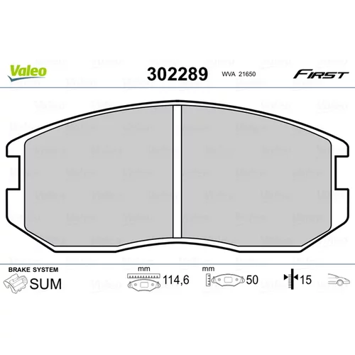 Sada brzdových platničiek kotúčovej brzdy VALEO 302289