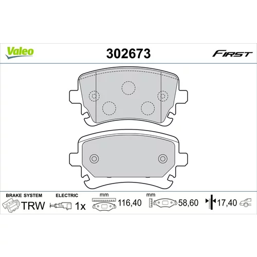 Sada brzdových platničiek kotúčovej brzdy VALEO 302673