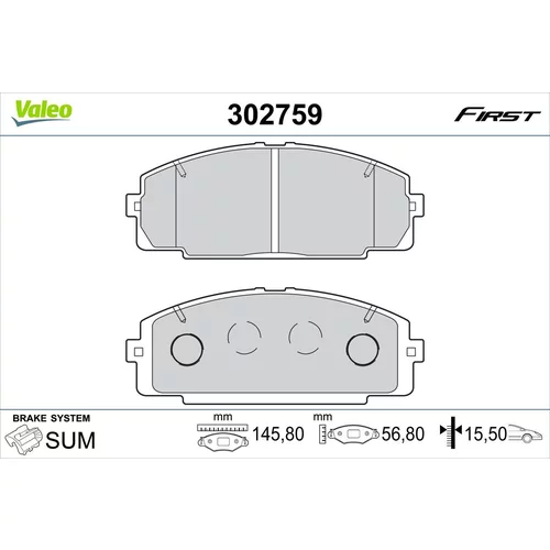 Sada brzdových platničiek kotúčovej brzdy VALEO 302759