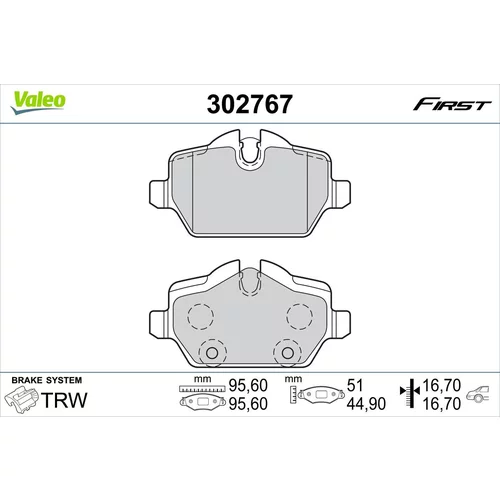 Sada brzdových platničiek kotúčovej brzdy VALEO 302767