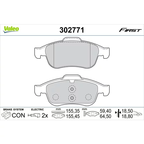 Sada brzdových platničiek kotúčovej brzdy VALEO 302771