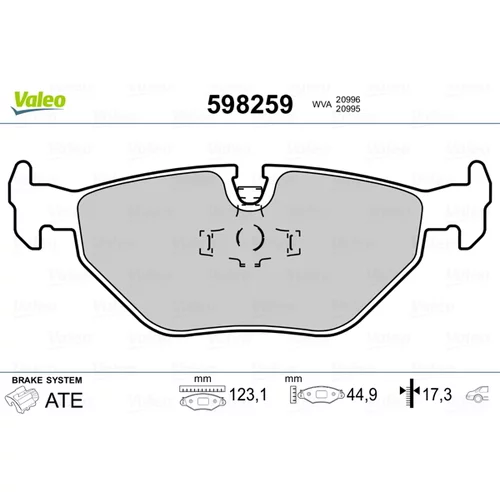 Sada brzdových platničiek kotúčovej brzdy VALEO 598259