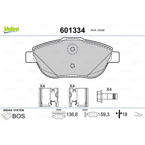 Sada brzdových platničiek kotúčovej brzdy 601334 /VALEO/