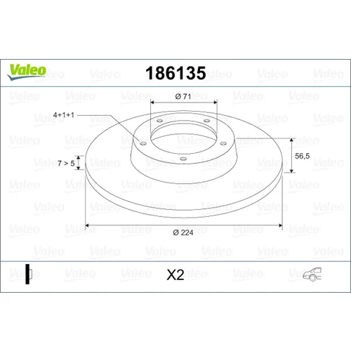Brzdový kotúč VALEO 186135