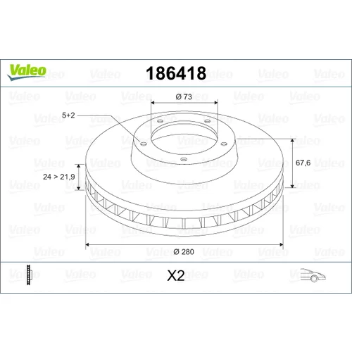 Brzdový kotúč VALEO 186418