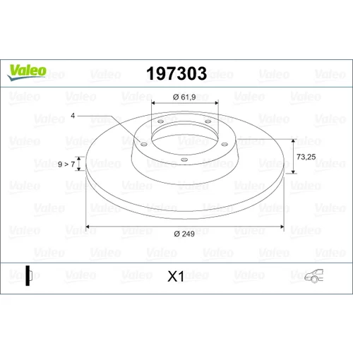 Brzdový kotúč VALEO 197303