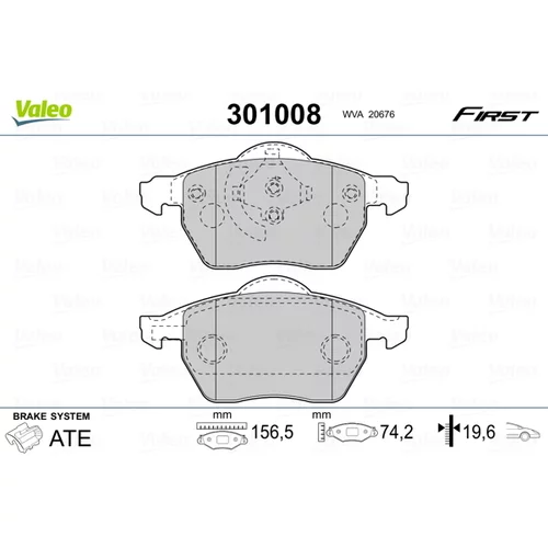 Sada brzdových platničiek kotúčovej brzdy VALEO 301008