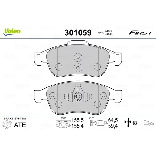 Sada brzdových platničiek kotúčovej brzdy VALEO 301059