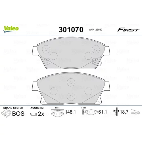 Sada brzdových platničiek kotúčovej brzdy 301070 /VALEO/