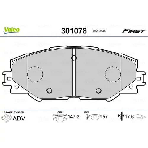 Sada brzdových platničiek kotúčovej brzdy VALEO 301078