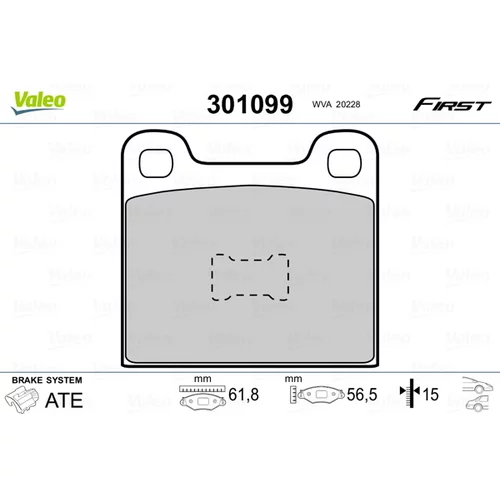 Sada brzdových platničiek kotúčovej brzdy VALEO 301099