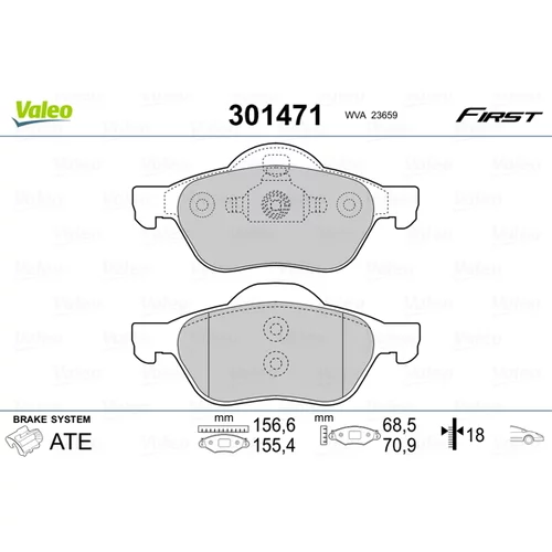 Sada brzdových platničiek kotúčovej brzdy VALEO 301471