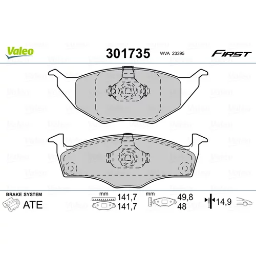 Sada brzdových platničiek kotúčovej brzdy VALEO 301735