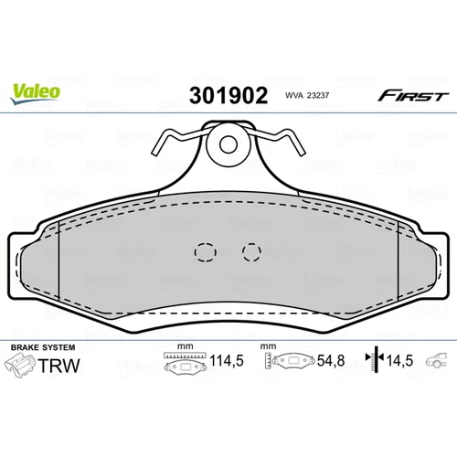 Sada brzdových platničiek kotúčovej brzdy VALEO 301902