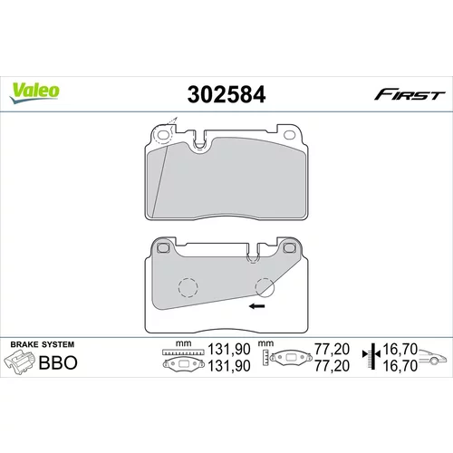 Sada brzdových platničiek kotúčovej brzdy VALEO 302584