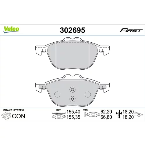 Sada brzdových platničiek kotúčovej brzdy VALEO 302695