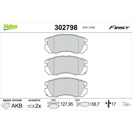 Sada brzdových platničiek kotúčovej brzdy VALEO 302798