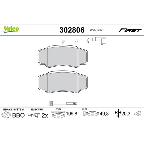 Sada brzdových platničiek kotúčovej brzdy VALEO 302806