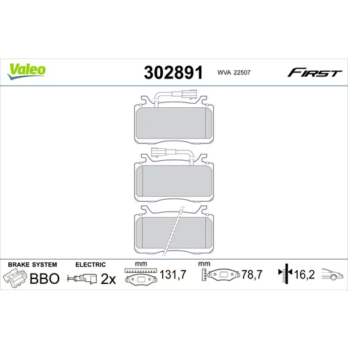 Sada brzdových platničiek kotúčovej brzdy VALEO 302891