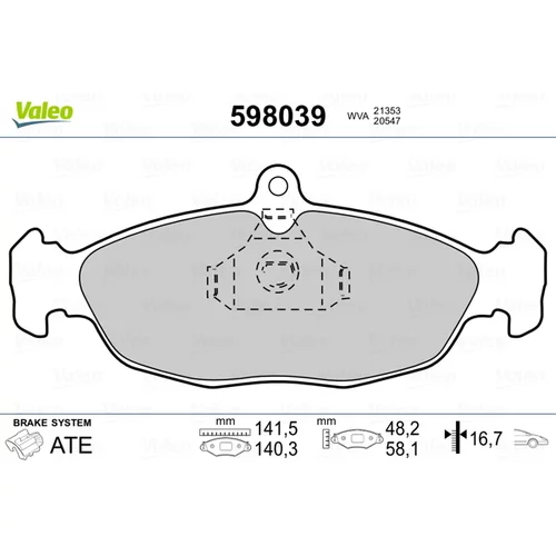 Sada brzdových platničiek kotúčovej brzdy VALEO 598039