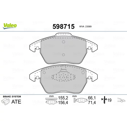 Sada brzdových platničiek kotúčovej brzdy VALEO 598715