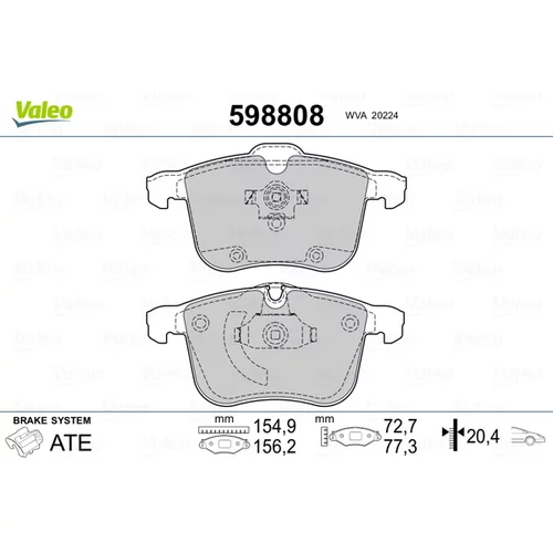 Sada brzdových platničiek kotúčovej brzdy 598808 /VALEO/