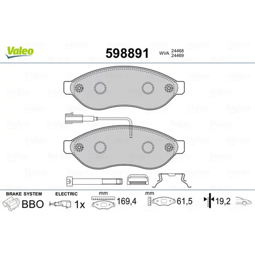 Sada brzdových platničiek kotúčovej brzdy VALEO 598891