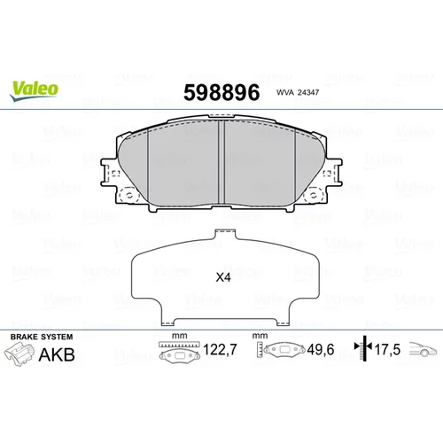 Sada brzdových platničiek kotúčovej brzdy VALEO 598896