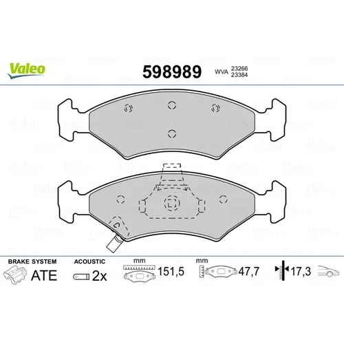 Sada brzdových platničiek kotúčovej brzdy 598989 /VALEO/