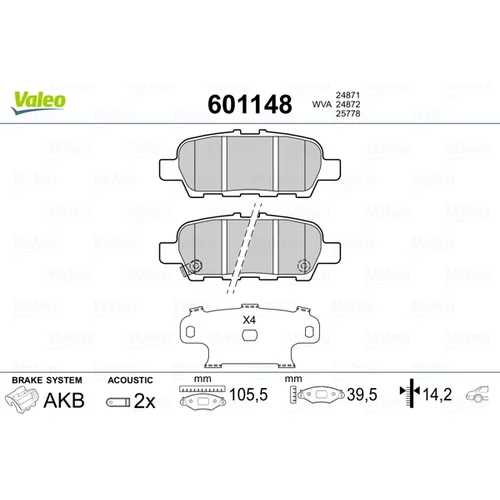 Sada brzdových platničiek kotúčovej brzdy 601148 /VALEO/