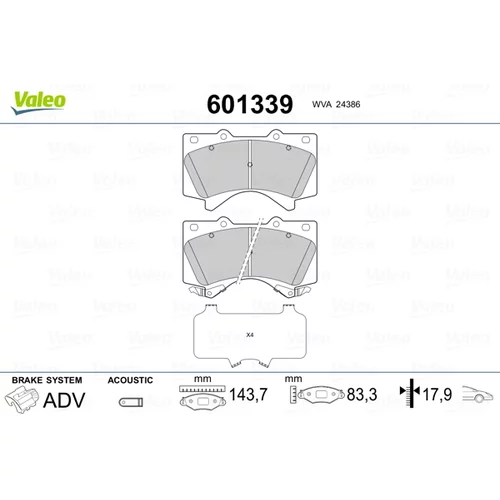 Sada brzdových platničiek kotúčovej brzdy VALEO 601339