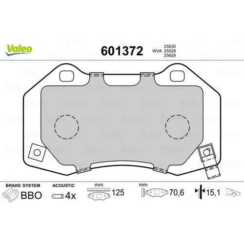 Sada brzdových platničiek kotúčovej brzdy 601372 /VALEO/