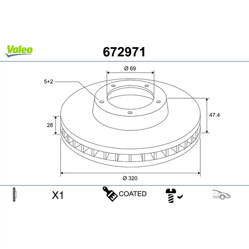 Brzdový kotúč VALEO 672971