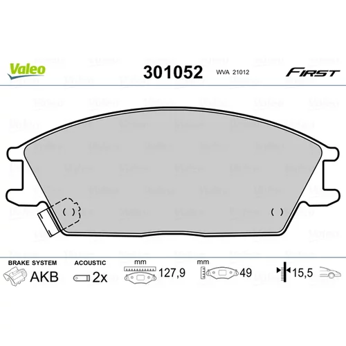 Sada brzdových platničiek kotúčovej brzdy 301052 /VALEO/