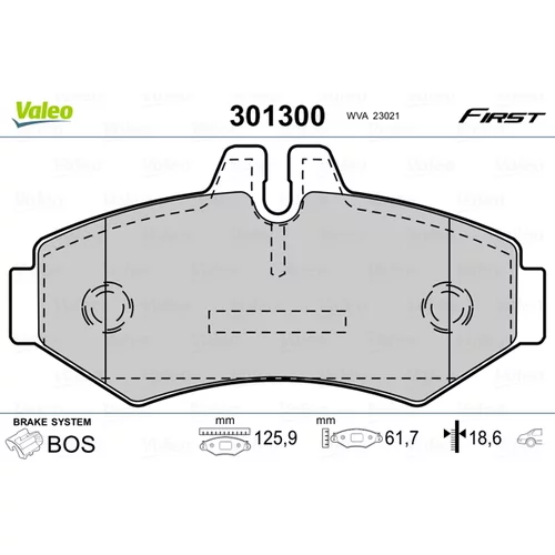 Sada brzdových platničiek kotúčovej brzdy VALEO 301300