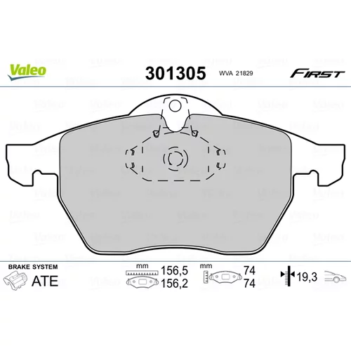 Sada brzdových platničiek kotúčovej brzdy 301305 /VALEO/