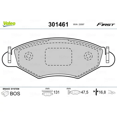 Sada brzdových platničiek kotúčovej brzdy VALEO 301461